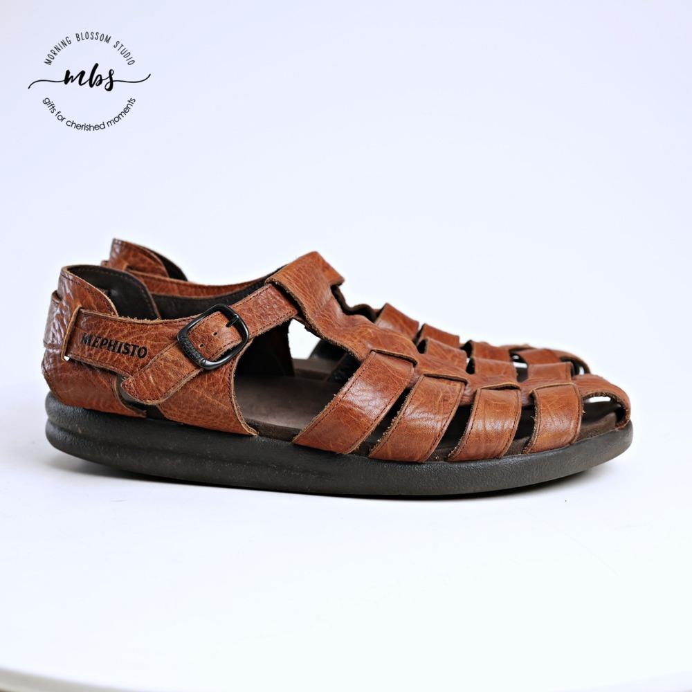 Mephisto Sam Woven Fisherman Soft-Air Travel Comfort Sandals Brown Men EU 47